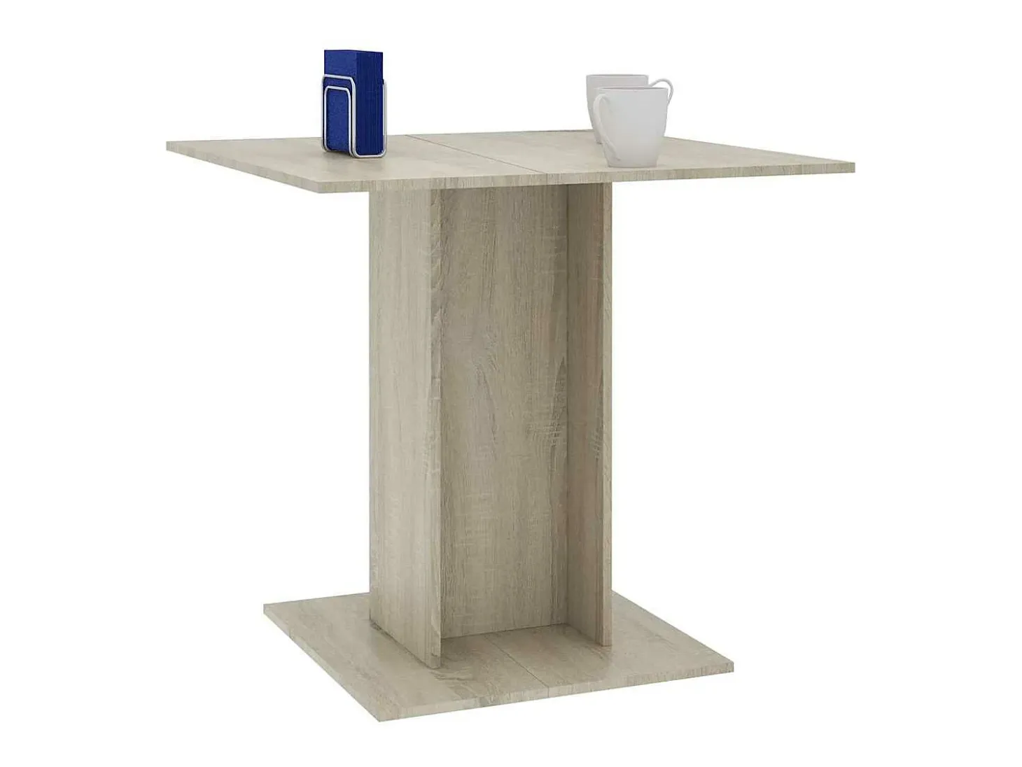 Mesa de comedor de madera contrachapada color roble 80x80x75 cm