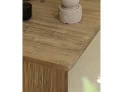 Mesa de comedor de madera de pino maciza rectangular con patas ranuradas Decowood de 180x80cm en tono roble oscuro - BALI - DECOWOOD