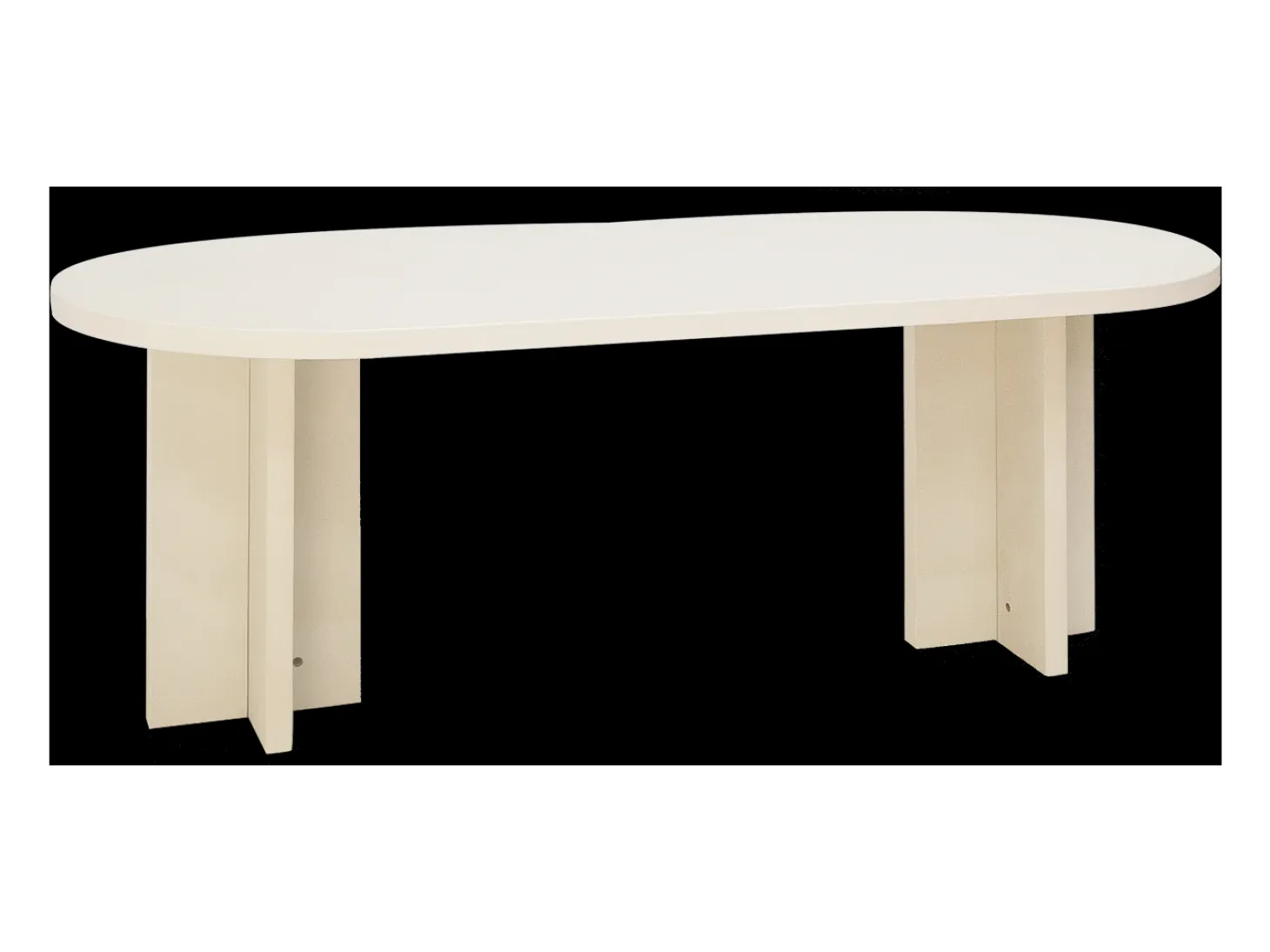 Mesa de comedor de madera maciza de abeto ovalada Decowood en tono blanco en microcemento de 200x85cm - TOKYO - DECOWOOD