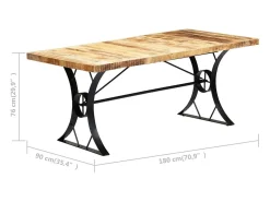 Mesa de comedor de madera maciza de mango 180x90x76 cm