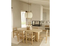 Mesa de comedor de madera maciza de abeto ovalada Decowood en tono roble medio de 180x75cm en tono roble medio - OSAKA - DECOWOOD