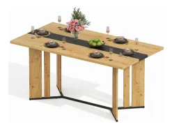 Mesa de comedor de madera de estilo escandinavo - 150 x 80 x 75 cm - veta de roble - MDF - natural