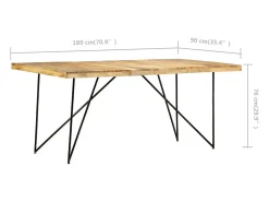 Mesa de comedor de madera maciza de mango 180x90x76 cm