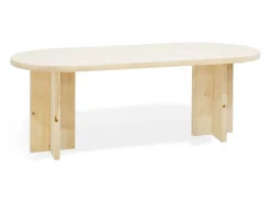 Mesa de comedor de madera maciza de abeto ovalada Decowood en tono natural de 160x78cm - TOKYO - DECOWOOD
