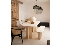 Mesa de comedor de madera maciza de abeto ovalada Decowood en tono natural de 160x78cm - TOKYO - DECOWOOD