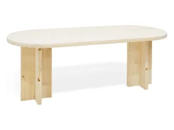 Mesa de comedor de madera maciza de abeto ovalada Decowood en tono natural de 160x78cm - TOKYO - DECOWOOD