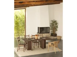 Mesa de comedor de madera maciza en tono nogal 160x75cm - TENA - DECOWOOD