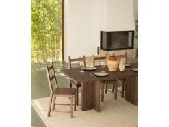 Mesa de comedor de madera maciza en tono nogal 160x75cm - TENA - DECOWOOD