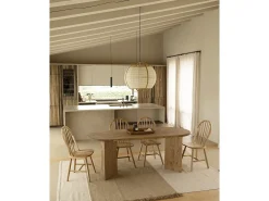 Mesa de comedor de madera maciza de abeto ovalada Decowood en tono roble oscuro de 200x75cm en tono roble oscuro - OSAKA - DECOWOOD