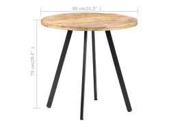 Mesa de comedor de madera de mango rugosa 80 cm