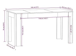 Mesa de comedor de madera contrachapada blanco 140x74,5x76 cm