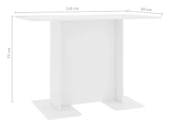 Mesa de comedor de madera contrachapada blanco 110x60x75 cm
