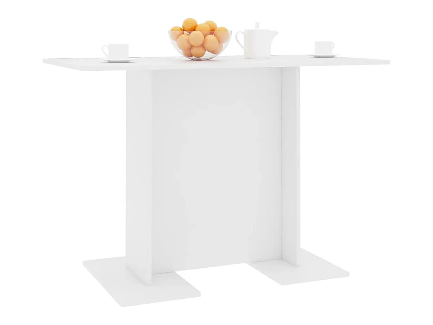 Mesa de comedor de madera contrachapada blanco 110x60x75 cm
