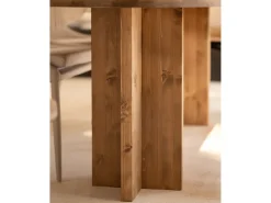 Mesa de comedor de madera maciza de abeto ovalada Decowood en tono roble oscuro de 160x78cm - TOKYO - DECOWOOD