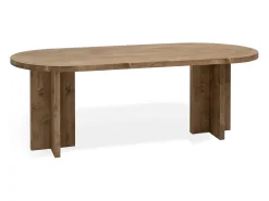 Mesa de comedor de madera maciza de abeto ovalada Decowood en tono roble oscuro de 160x78cm - TOKYO - DECOWOOD