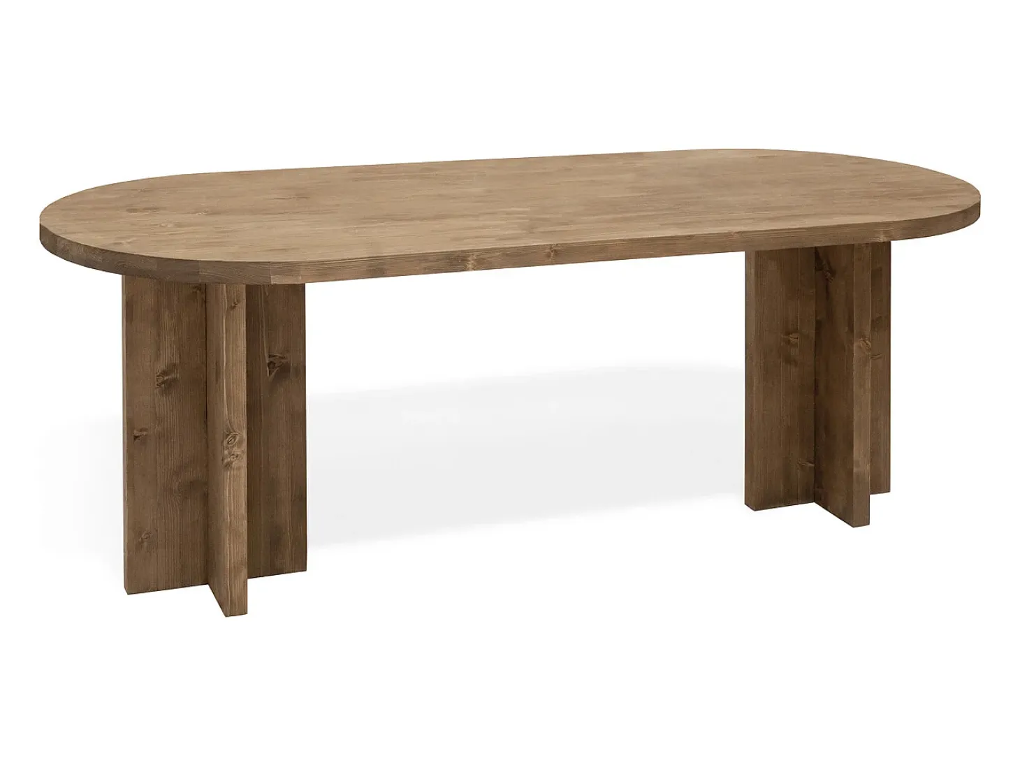 Mesa de comedor de madera maciza de abeto ovalada Decowood en tono roble oscuro de 160x78cm - TOKYO - DECOWOOD