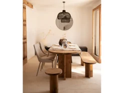 Mesa de comedor de madera maciza de abeto ovalada Decowood en tono roble oscuro de 160x78cm - TOKYO - DECOWOOD