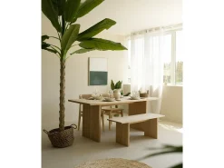 Mesa de comedor de madera de pino maciza rectangular con patas ranuradas Decowood de 200x80cm en tono natural - BALI - DECOWOOD
