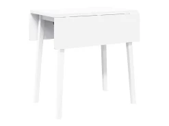 Mesa de comedor de madera maciza de caucho blanco