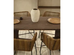 Mesa de comedor de madera maciza de abeto ovalada Decowood en tono nogal de 200x75cm en tono nogal - OSAKA - DECOWOOD