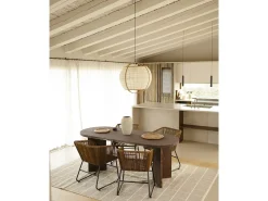 Mesa de comedor de madera maciza de abeto ovalada Decowood en tono nogal de 200x75cm en tono nogal - OSAKA - DECOWOOD