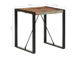 Mesa de comedor de madera maciza reciclada 70x70x75 cm