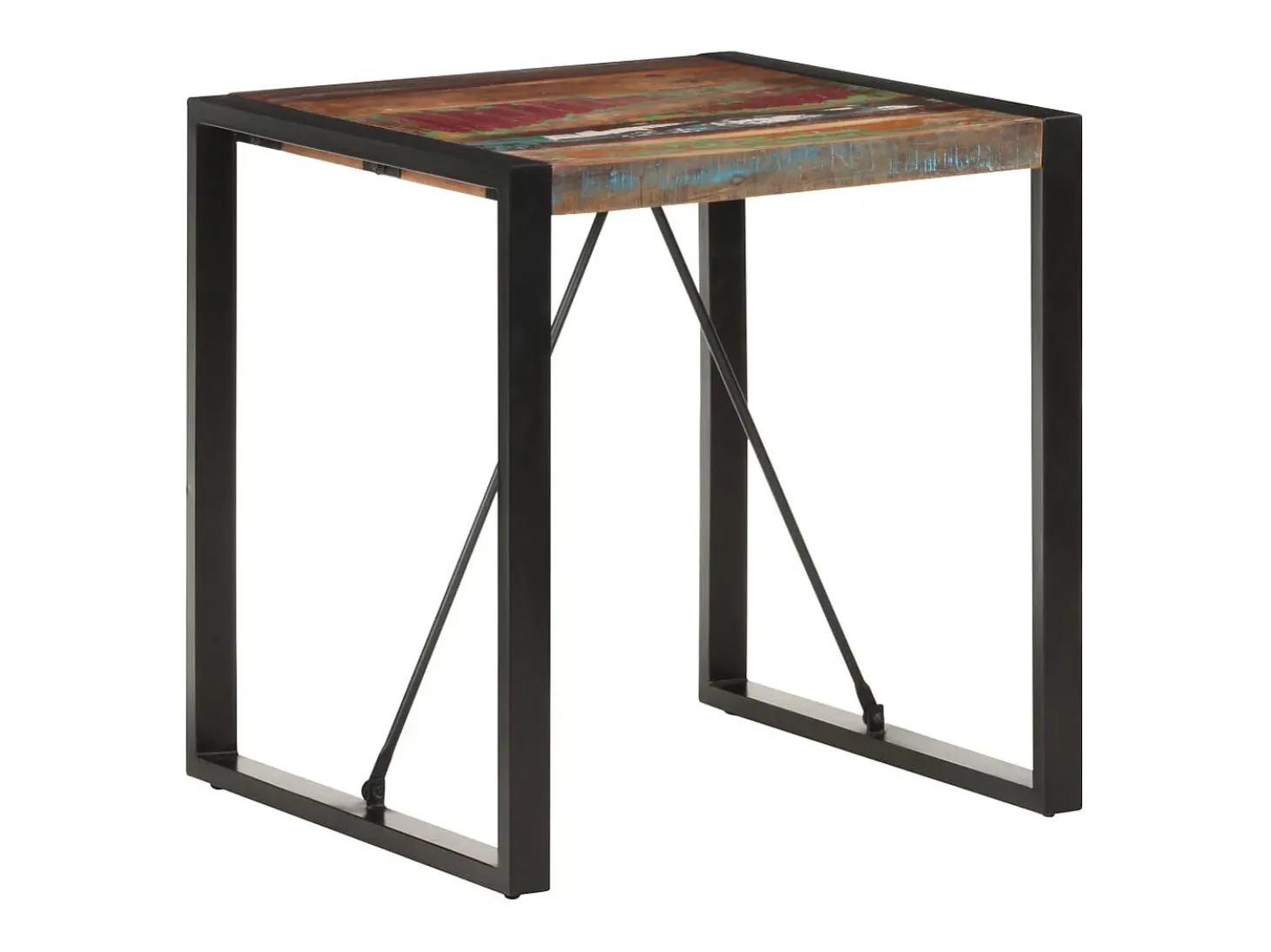 Mesa de comedor de madera maciza reciclada 70x70x75 cm