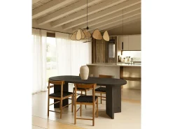 Mesa de comedor de madera maciza de abeto ovalada Decowood en tono negro de 200x75cm en tono negro - OSAKA - DECOWOOD