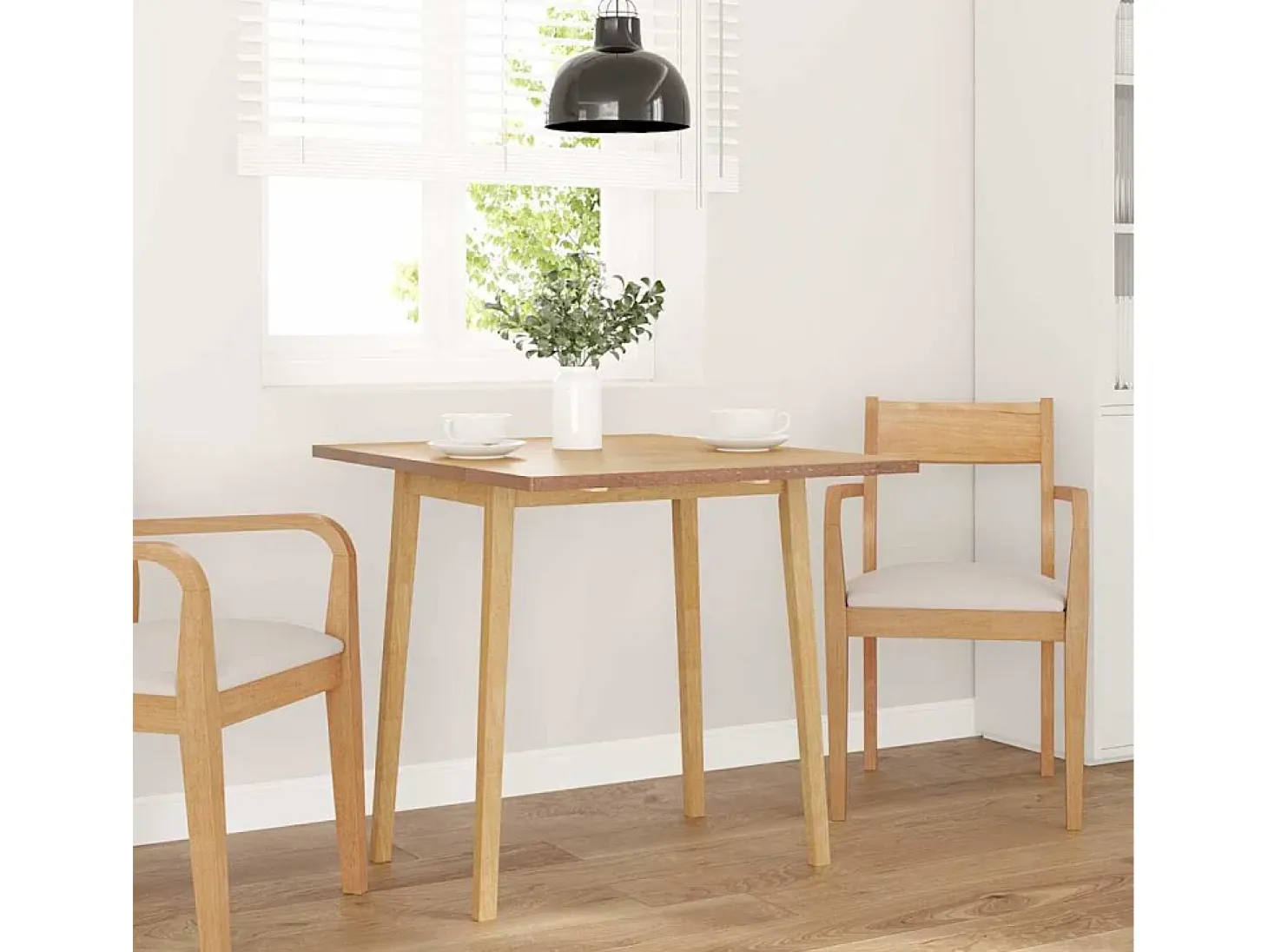 Mesa de comedor de madera maciza natural y caucho