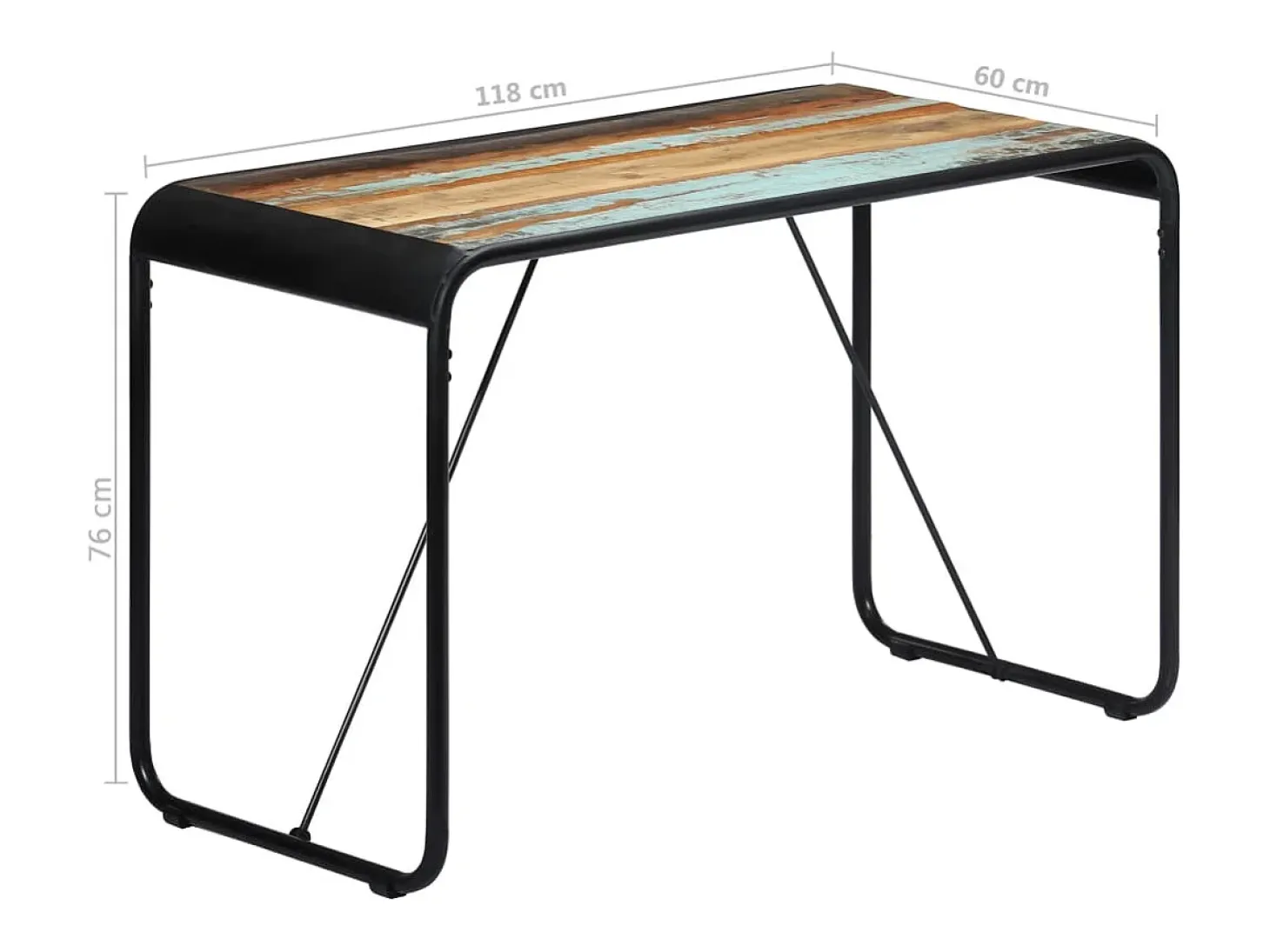 Mesa de comedor de madera maciza reciclada 118x60x76 cm