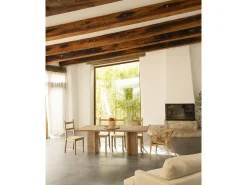 Mesa de comedor de madera maciza en tono roble oscuro 200x75cm - TENA - DECOWOOD