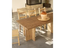 Mesa de comedor de madera maciza en tono roble oscuro 200x75cm - TENA - DECOWOOD