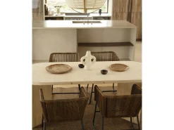 Mesa de comedor de madera maciza de abeto ovalada Decowood en tono natural de 180x75cm en tono natural - OSAKA - DECOWOOD