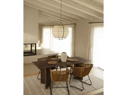 Mesa de comedor de madera maciza de abeto rectangular Decowood en tono nogal de 200x75cm en tono nogal - KYOTO - DECOWOOD