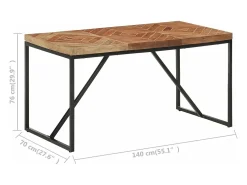 Mesa de comedor de madera maciza de mango y acacia 140x70x76 cm