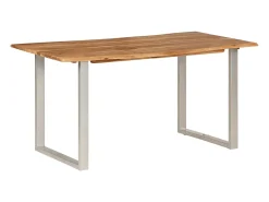 Mesa de comedor de madera maciza de acacia 154x80x76 cm