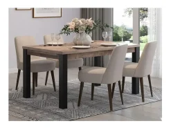Mesa de comedor de madera y patas de acero negro Adeline L 160 cm