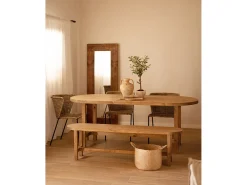 Mesa de comedor de madera maciza de abeto ovalada Decowood en tono roble oscuro de 160x78cm - OLIVIA - DECOWOOD