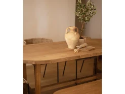 Mesa de comedor de madera maciza de abeto ovalada Decowood en tono roble oscuro de 160x78cm - OLIVIA - DECOWOOD