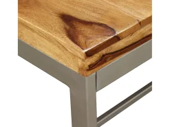 Mesa de comedor de madera maciza de sheesham y acero 180 cm