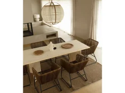 Mesa de comedor de madera maciza de abeto rectangular Decowood en tono natural de 160x75cm en tono natural - KYOTO - DECOWOOD