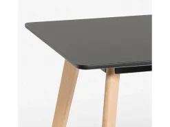 Mesa de comedor de madera cocina 120x80 cm blanco negro Demant - Negro
