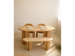 Mesa de comedor de madera maciza de abeto ovalada Decowood en tono roble medio de 200x85cm - TOKYO - DECOWOOD