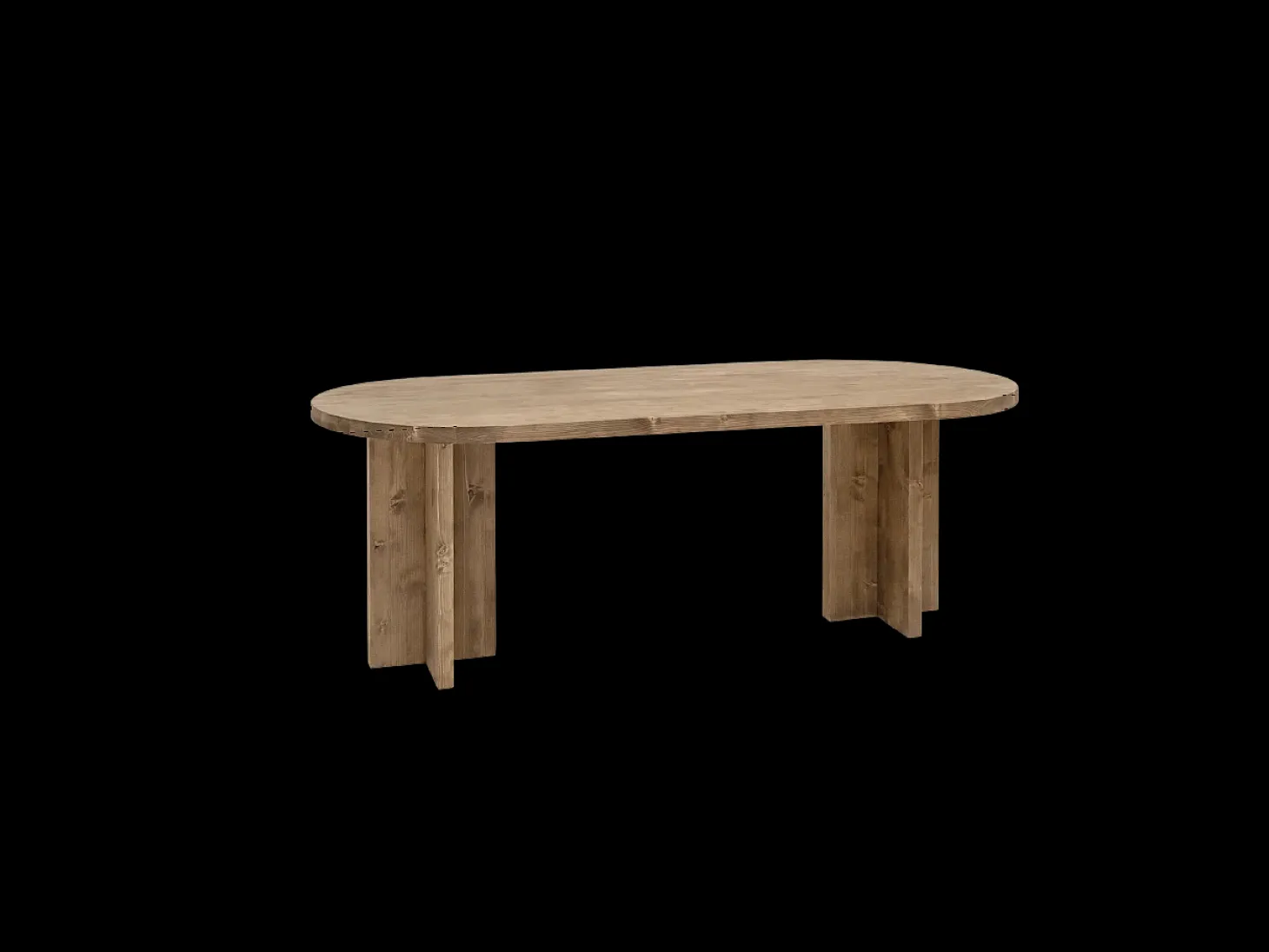 Mesa de comedor de madera maciza de abeto ovalada Decowood en tono roble medio de 200x85cm - TOKYO - DECOWOOD