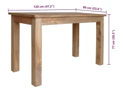 Mesa de comedor de madera maciza de caoba 120x60x77 cm
