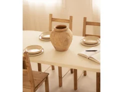 Mesa de comedor de madera maciza de abeto ovalada Decowood en tono blanco en microcemento y patas roble oscuro de 180x78cm - TOKYO - DECOWOOD