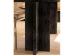 Mesa de comedor de madera maciza de abeto ovalada Decowood en tono negro de 200x85cm - TOKYO - DECOWOOD