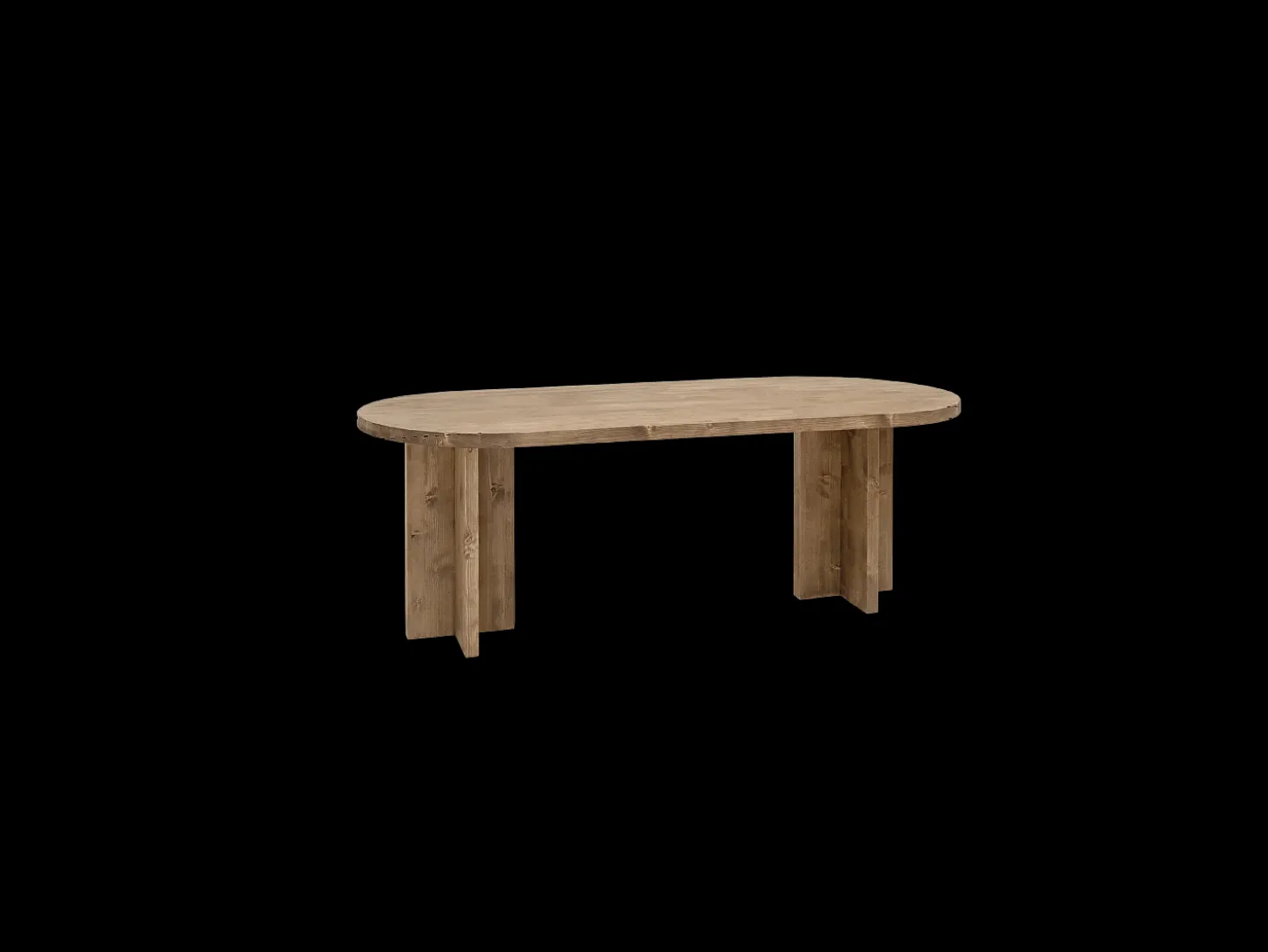 Mesa de comedor de madera maciza de abeto ovalada Decowood en tono negro de 200x85cm - TOKYO - DECOWOOD