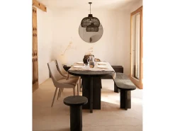 Mesa de comedor de madera maciza de abeto ovalada Decowood en tono negro de 200x85cm - TOKYO - DECOWOOD