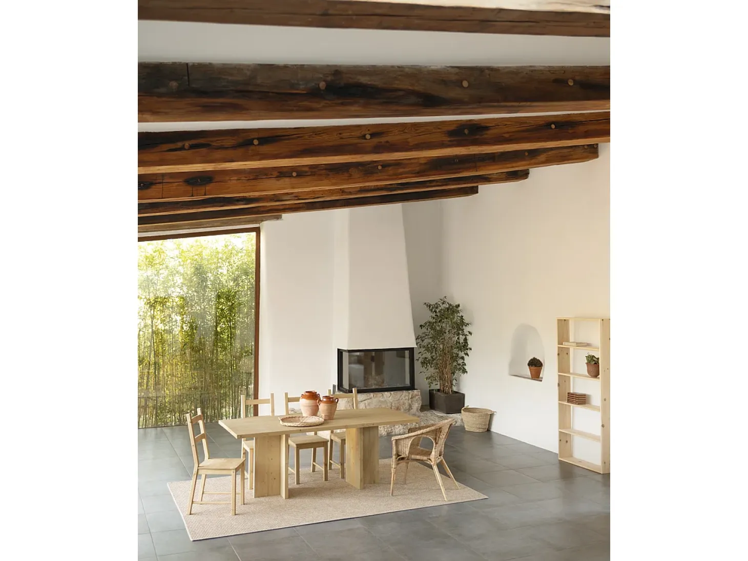 Mesa de comedor de madera maciza en tono roble medio 180x75cm - TENA - DECOWOOD